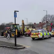 Birmingham Crash: JCB Digger and Taxi Collide on Bordesley Green East