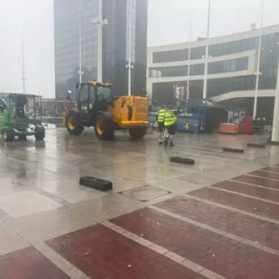Mystery Staging Erected in Birmingham's Centenary Square Sparks Peaky Blinders Speculation