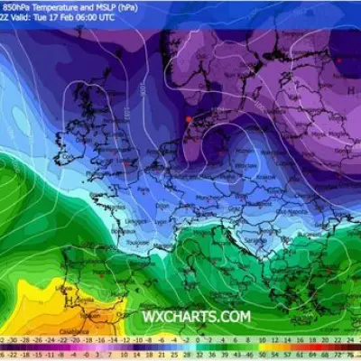 Weather Maps Forecast 500-Mile Snow Band and -10C Arctic Freeze for UK