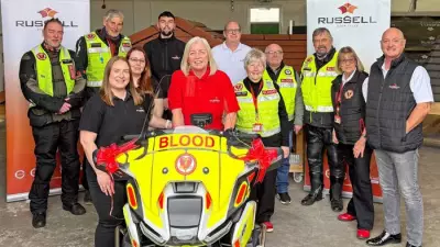 Russell Roof Tiles Funds New £18,000 Blood Bike for Midlands Charity