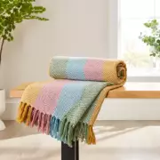 Dunelm's £28 Herringbone Throw in Spring Colors Adds Vibrant Pop to Home Decor
