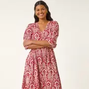 Roman's 'Floaty' Abstract Print Midi Dress Earns Rave Reviews from Shoppers