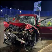 Two Men Escape Serious Injury After Car Smashes Into Dudley Bus Shelter