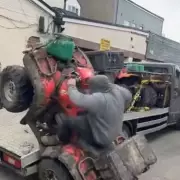 Worker's Miraculous Quad Bike Escape After Accidental Somersault Caught on Camera