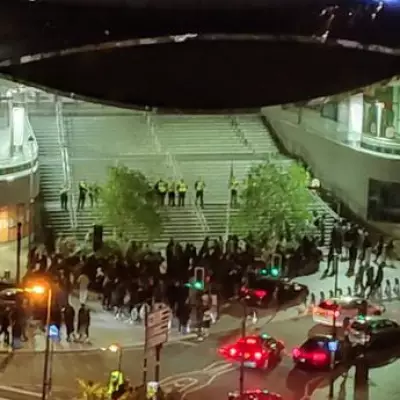 Police form ring of steel outside Birmingham New Street station after pub incident