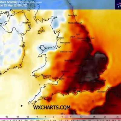 UK Weather Maps Show 29C May Heatwave Across 19 Counties Next Week