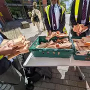 City Academy Birmingham: Children Queue for Food with Homeless