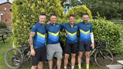Four relatives carry stretcher 44 miles for air ambulance charity in grandmother's memory