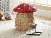 Dunelm Toadstool Rattan Storage Basket: Perfect for Kids' Rooms and Nurseries