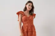 Trend Alert: Frill Sleeve Brown Midaxi Dress Takes Fashion by Storm