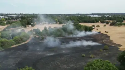 Drone footage shows scale of Perry Hall playing fields fire