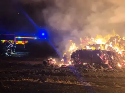 Firefighters tackle blaze involving 100 hay bales in Bobbington