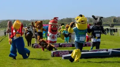 Mascot Trips at Finish Line but Raises £650 for Charities