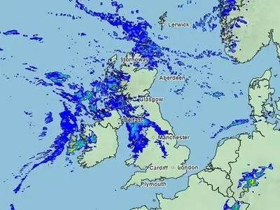Met Office: 19 areas to see rain on Sunday with showers from 5.30am