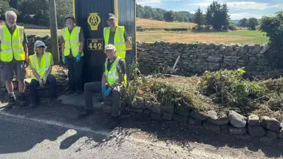 Volunteers restore historic AA Box 442 in Wensleydale conservation effort