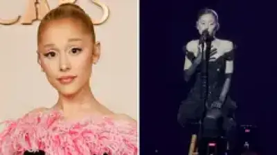 Ariana Grande fights back tears in final speech before break