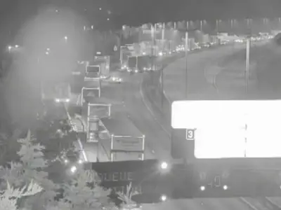 M5 closed northbound after crash and car fire near Quinton
